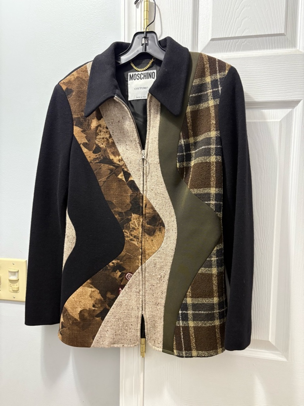 Moschino Couture Vintage 90s Autumn Motif Angora/ Silk Jacket Size 42/ US 8